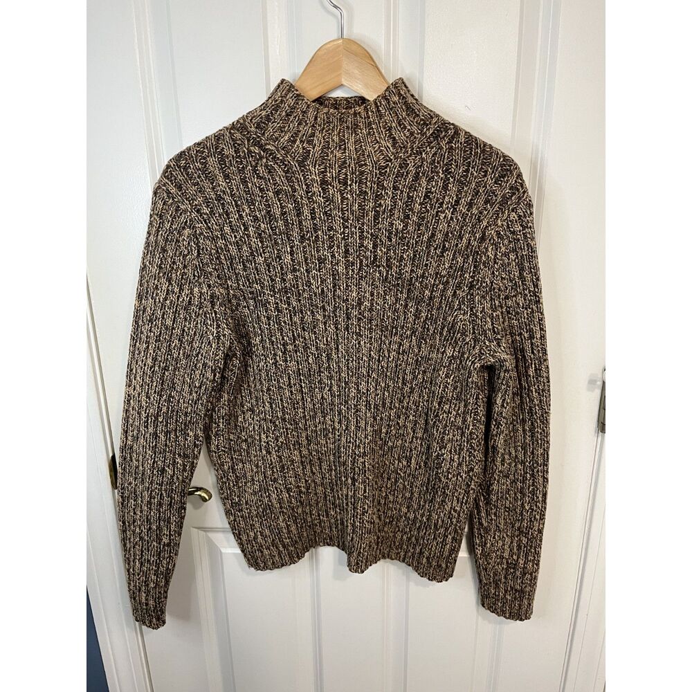 Vintage 2002 Gap Thick Rib Knit Mock Neck Brown Pullover Sweater Size Small